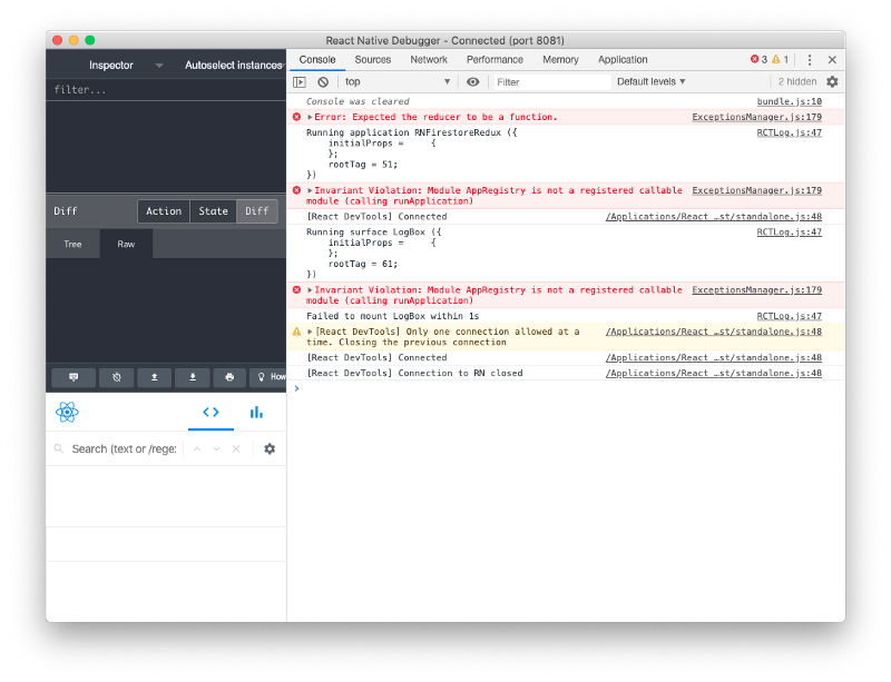 all debugg concole error logs