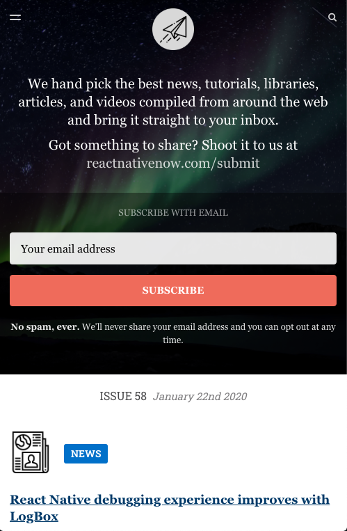 react native now newsletter