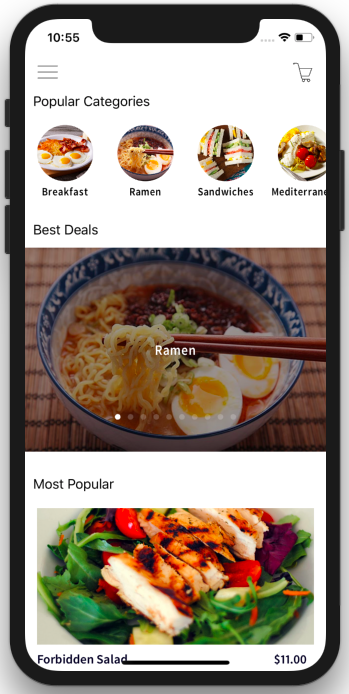 food restaurant app template ios home feed screen