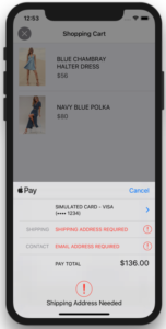 react native ecommerce shopping apple pay empty initial form screen