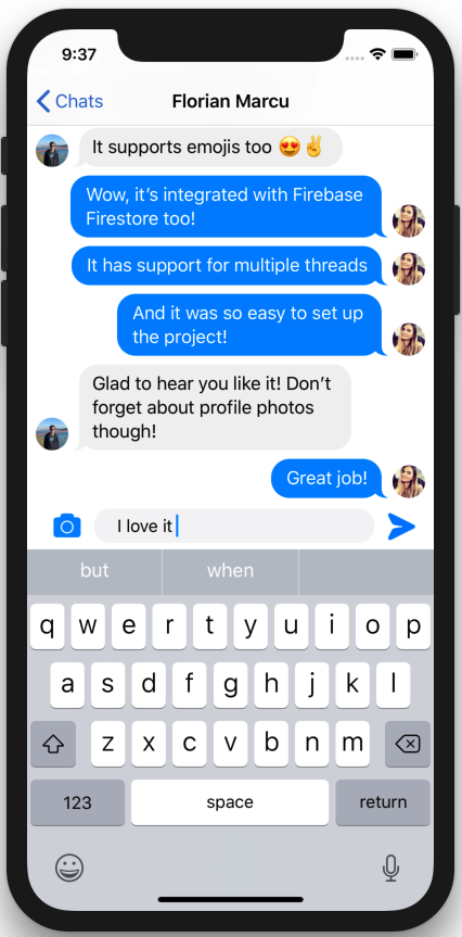 ios chat app swift messaging design template mobile