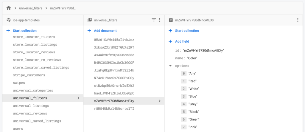 filters react native