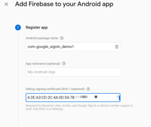 create new android firebase app